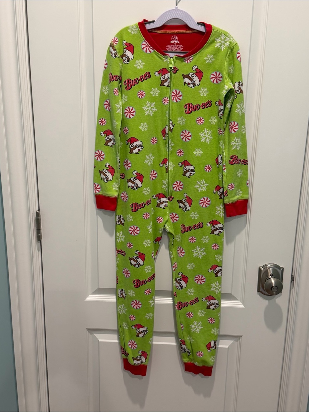 Buc-ees Kids Youth Zipper Holiday Pajamas One Piece Size Small Christmas